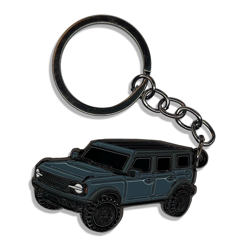 Ford Bronco Blue Metal Enamel Keychain